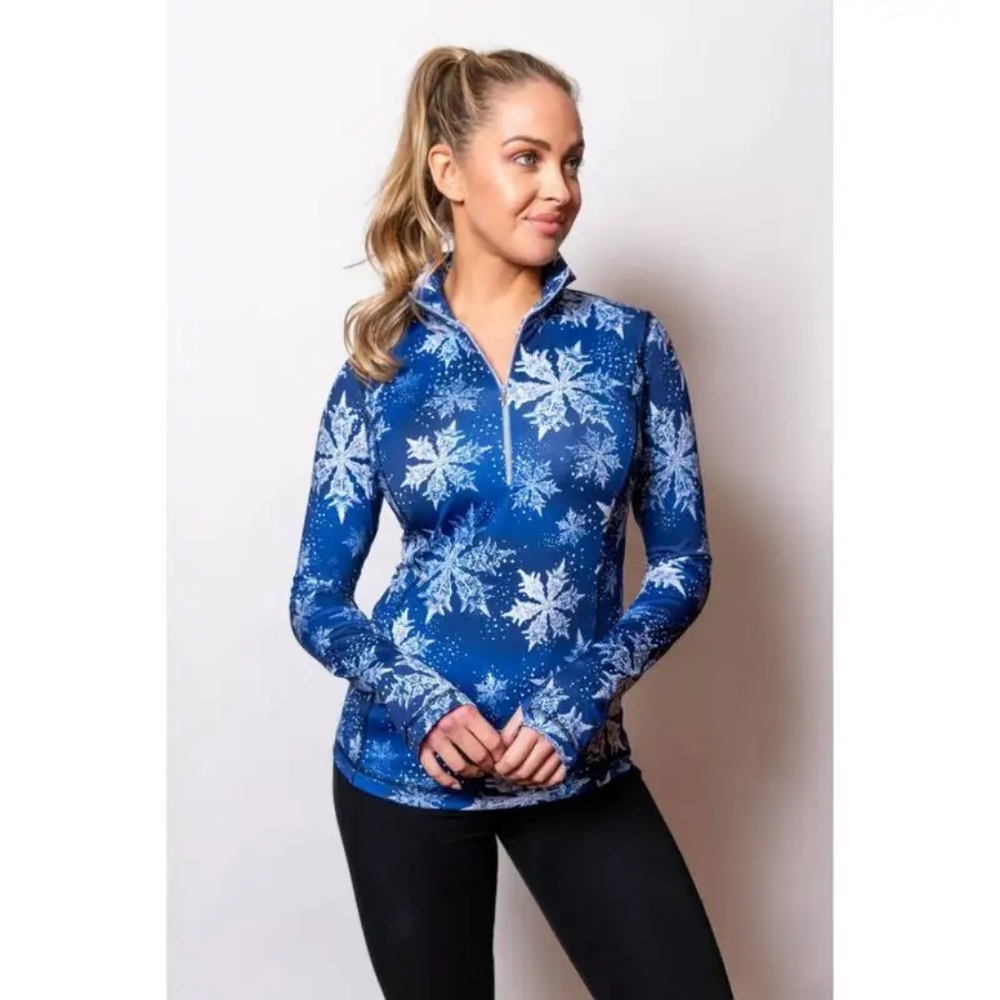 SNO SKINS | Snowflake Print Half Zip Base Layer Top